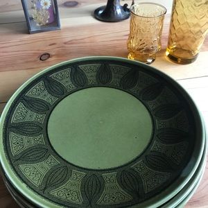 Vintage Taylor Smith Taylor Ironstone Riviera Dinner Plates Olive Green
